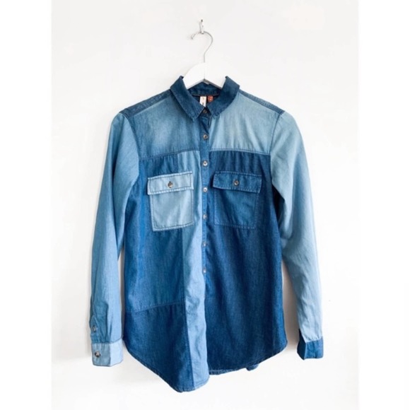 Pilcro & The Letterpress Denim Patchwork Button Up Top - Picture 8 of 10